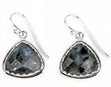 Barse Sterling Silver Norwegian Moonstone Triabgle Earrings