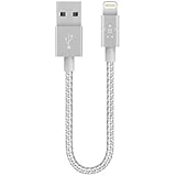 Belkin MIXIT 6-Inch Metallic Lightning to USB Cable for iPhone 6S / 6S Plus, iPhone 6 / 6 Plus, iPhone SE, iPhone 5 / 5S / 5c and iPod touch 5th Gen (Silver)