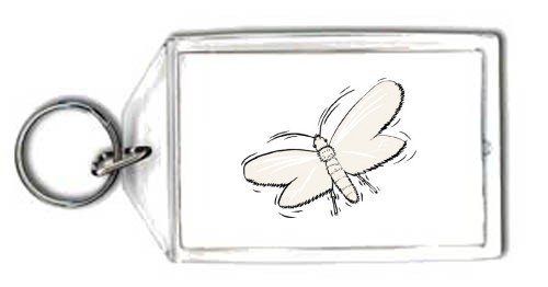 Keychain with bug, clothes, insect, white, moth