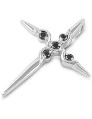 Sterling Silver Black CZ Cross Pendant Best Seller Faith Charm Pure 925 New 36mm with 0.8mm Snake Chain