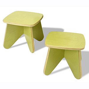 Set of 2 Eco-friendly Kid's Project Table Stool - Surfin Kids Leaf Finish