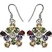 Beaded Earrings in Sterling Silver, Citrin & Peridot Gemstone 1.5  (gpers015erng)