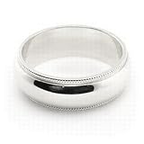 10K White Gold Wedding Bands 6mm Milgrain