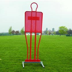 a metal football mannequin