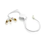  : Eforcity Premium Retractable 3.5mm to Composite R/L Audio Stereo Cable, White {Compatible with: All iPods, Microsoft Zune, Any electronic devices w/ 3.5 mm output}