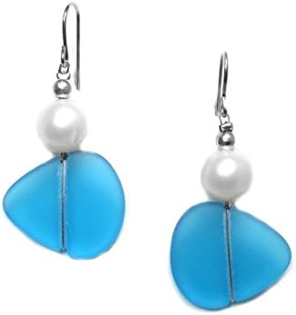 Solares Silvertone Deep True Blue Triangular Earrings with Accent