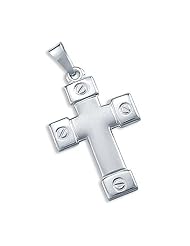 14k White Gold Cross Crucifix Nail Charm Pendant New