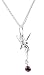 Childrens Tinkerbell Silver Pendant with Red Crystal Stone on 16 Chain