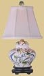 Formal Fine Quality Asian & Oriental Home D&eacute;cor - 15" Small Porcelain Lily Cover Jar Desk Lamp