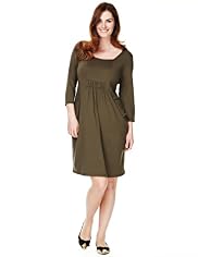 Plus Drape Pockets Elasticated Front Tunic Dress