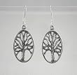 Oval Tree of Life Dangle Earrings in Sterling Silver, #9222