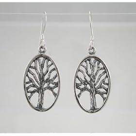 Sterling Silver Tree of Life Dangle Earrings, #9222 by 