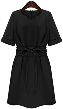 Soil® Avanta-shop Simple Style Short-sleeved Show Thin Dress Sweet Style Skirt (US S=Asia L, Black)