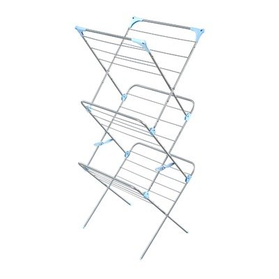 Check Price and More Info For Minky 3-Tier Trio Concertina Indoor Drying Rack, 49-Feet Total Drying Space, Silver
