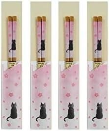[4 Chopsticks set!] Palmart sakura&amp;cat Sitting Cat Chopstick Pink 21.0cm AB517108 from Japan