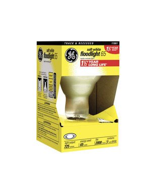 GE Longlife Indoor Reflector Floodlight Bulb, R-30, 65 Watts