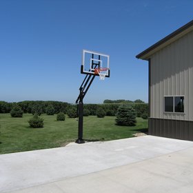 Pro Dunk Silver In-ground Adjustable Basketball Goal Hoop with 54 Glass Backboard System...