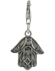Oscaro Charms 925 Sterling Silver Hamsa Click-on Charm Lobster Clasp for Thomas Sabo Style Bracelets and Necklace