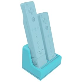 GreyMobiles TWIN Controller Charger Dock Stand & 2x Rechargeable Battery Pack For Nintendo Wii Remote (BLUE EDITION - COMPATIBLE WITH AND WITHOUT WII MOTION PLUS)