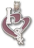 Chicago White Sox Solid Sterling Silver ''I Heart SOX'' 3/4'' Enamel Pendant