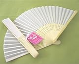 Silk Fan - White - Baby Shower Gifts & Wedding Favors (Set of 24)