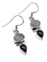 Genuine Rainbow Moonstone and Violet Iolite Sterling Silver Hook Earrings