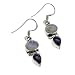 Genuine Rainbow Moonstone and Violet Iolite Sterling Silver Hook Earrings