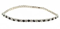 Anklet - A8 - Swarovski (tm) Crystal - Stretch ~ Black and Clear