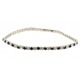 Anklet - Stretch Swarovski (tm) Crystal ~ Black and Clear by 