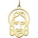 14K Yellow Gold Face Of Jesus Silhouette Pendant