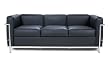 Le Corbusier style Petit Sofa (L2) in Black, 100% Italian Leather. 45-day Money-back Guarantee!