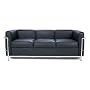 Le Corbusier style Petit Sofa (L2) in Black, 100% Italian Leather. 45-day Money-back Guarantee!