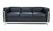 Le Corbusier style Petit Sofa (L2) in Black, 100% Italian Leather. 45-day Money-back Guarantee!