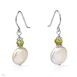 Earrings With 0.70ctw Precious Stones - Genuine Mother of pearls and Peridots Beautifully Crafted in 925 Sterling silver Length 29mm