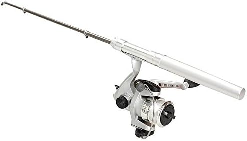 xlp Mini Pocket Telescopic Fishing Rod Pole Reel Pen Type with Nylon Silver