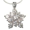 Beautiful 925 Sterling Silver Sparkling Crystal CZ Starburst Pendant on Italian Sterling Silver 16