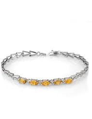 Genuine 2.0 ctw Yellow Sapphire Bracelet 10K White Gold