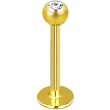 16 Gauge 7/16 Clear Gem Gold Plated Labret Monroe
