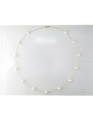 14K White Gold 5-5.5 MM Freshwater Cultured Pearl Strand, 17.5"