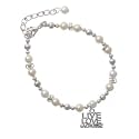 Silver "Live, Love, Lacrosse" Czech Pearl Beaded Charm Bracelet [Jewelry]