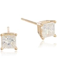 14k Gold Princess-Cut Diamond Studs (1/3 cttw, I-J Color, I1-I2 Clarity)