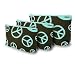 Peace Sign Print 3 Piece Cosmetic Makeup Bag Set Turquoise and Brown