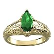 14K Yellow Gold Chatham Created Emerald and Diamond Ring