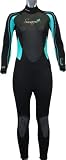 Ladies Size 14 (L) Blue Full Length Wetsuit. 3mm Neoprene, Wind Proof Panel front & back.