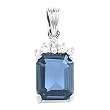 14K White Gold London Blue Topaz and Diamond Pendant