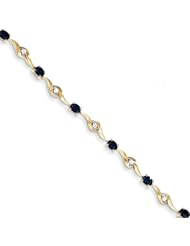 14K Sapphire and White Sapphire Oval and Round Bracelet