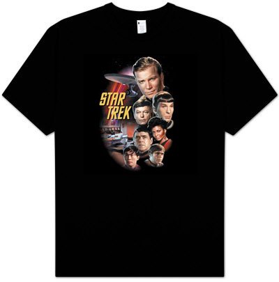 Star Trek THE CLASSIC CREW Retro Classic Adult Black T-shirt