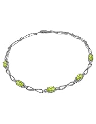 14k Gold Tennis Bracelet with Genuine Peridot & Diamond