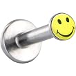 Surgical Steel Yellow Smiley Face Logo Push In Labret