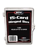 BCW Hinged Box 15 Count - (Hold Thick Memorabilia Cards) Baseball, Football, Basketball, Hockey, Golf, Single Sports Cards Top Load - Sportcards Card Collecting Supplies